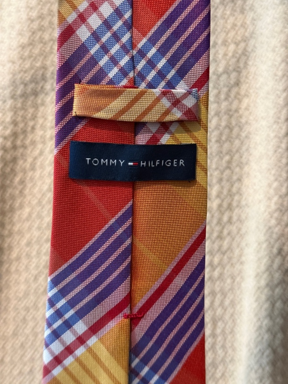 Tommy Hilfiger Multicolor Plaid Silk Tie - Red, Yellow & Purple